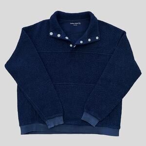 Outdoor Voices Mens Mega Fleece Snap Up Pullover M Wool Blend Outdoor Navy Blue